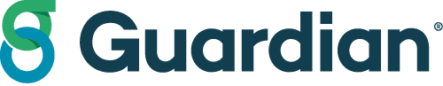 Guardian logo with interlocking blue and green G symbol to the left of the word Guardian in bold, dark blue letters on a light background.